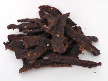 Load image into Gallery viewer, Peppered jerky - 200g Biodegradable resealable expedition pouch contents